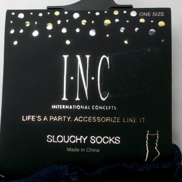 INC dark blue velvet slouchy socks - Picture 2 of 4